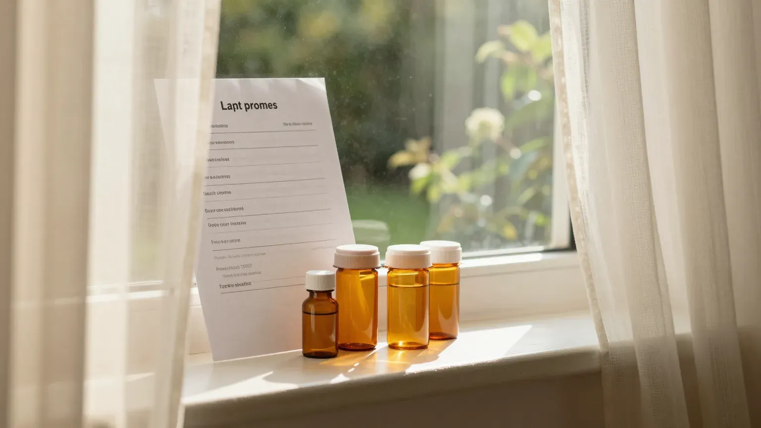 guide header — prescription bottles on a windowsill
