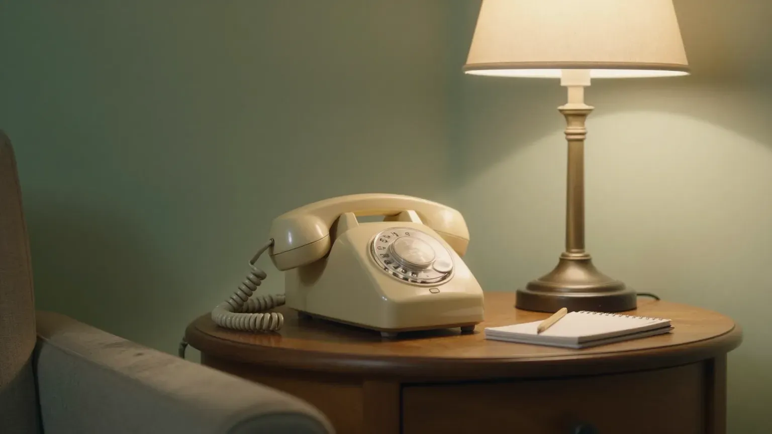 guide header — telephone on a side table